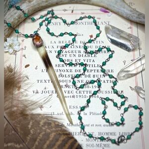 Native American Mexican Fire Opal Sterling Quill Pendant Turquoise Necklace